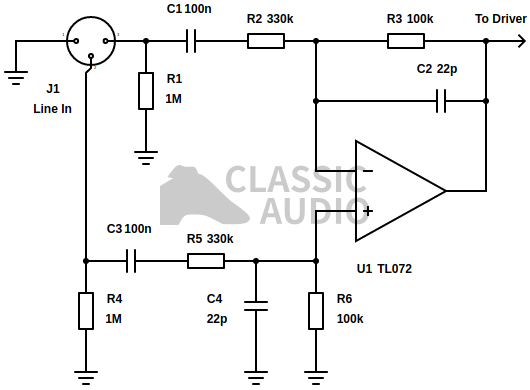Balanced line receiver for VU meter circuits